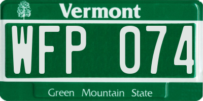 VT license plate WFP074