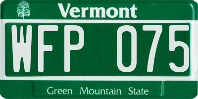 VT license plate WFP075