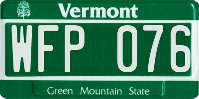 VT license plate WFP076