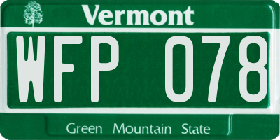 VT license plate WFP078