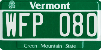 VT license plate WFP080