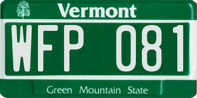 VT license plate WFP081