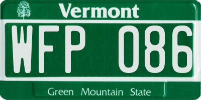 VT license plate WFP086