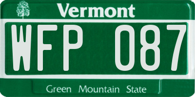 VT license plate WFP087