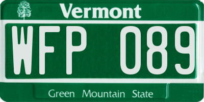 VT license plate WFP089