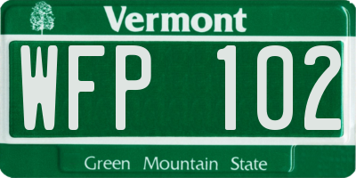 VT license plate WFP102