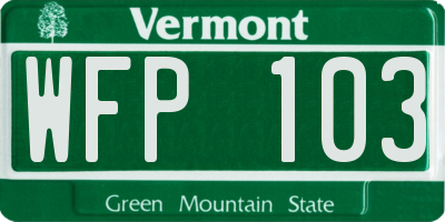 VT license plate WFP103