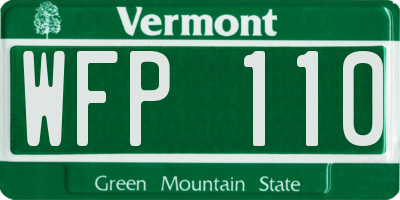 VT license plate WFP110