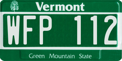 VT license plate WFP112