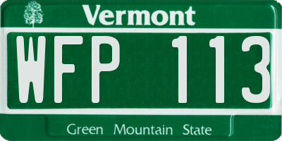 VT license plate WFP113