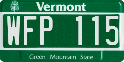 VT license plate WFP115