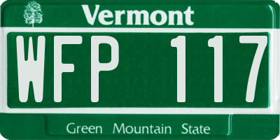 VT license plate WFP117