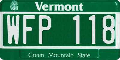 VT license plate WFP118
