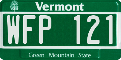 VT license plate WFP121