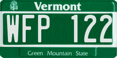 VT license plate WFP122