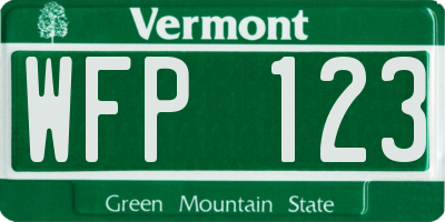 VT license plate WFP123