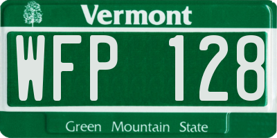 VT license plate WFP128