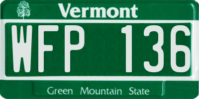 VT license plate WFP136