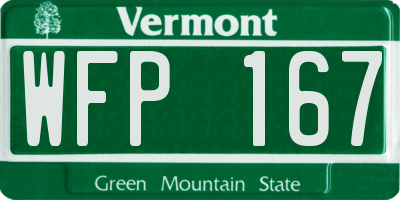 VT license plate WFP167