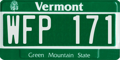 VT license plate WFP171