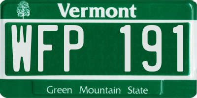 VT license plate WFP191