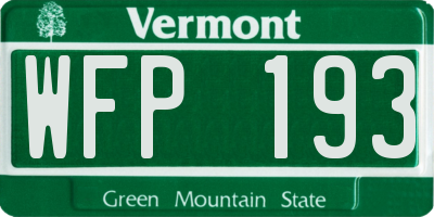 VT license plate WFP193