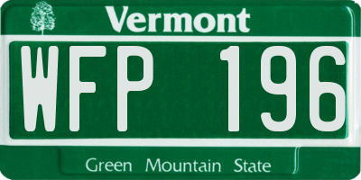 VT license plate WFP196
