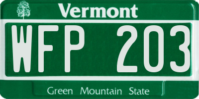 VT license plate WFP203