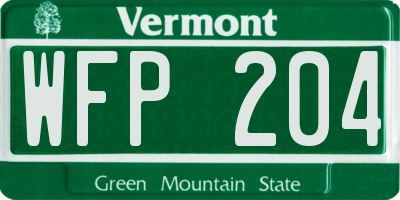 VT license plate WFP204