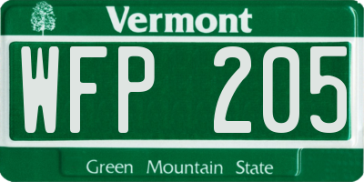 VT license plate WFP205