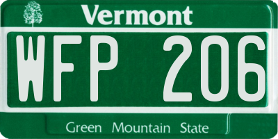 VT license plate WFP206
