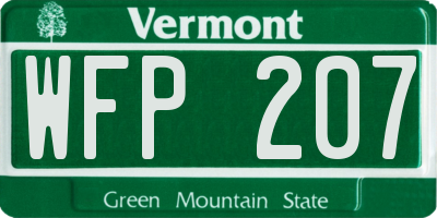 VT license plate WFP207