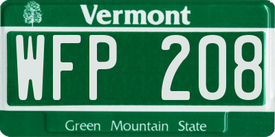 VT license plate WFP208