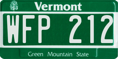 VT license plate WFP212