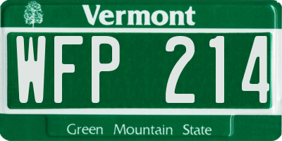 VT license plate WFP214