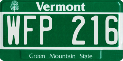 VT license plate WFP216