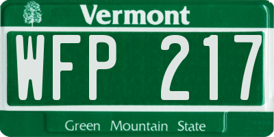 VT license plate WFP217