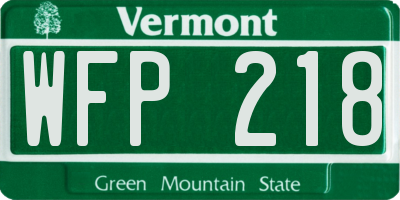 VT license plate WFP218