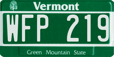 VT license plate WFP219