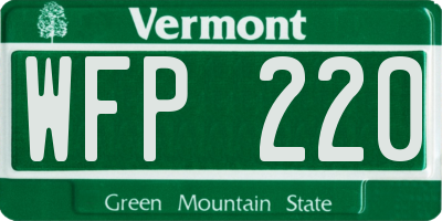 VT license plate WFP220