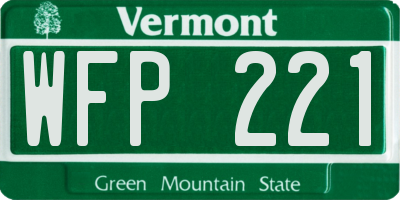 VT license plate WFP221