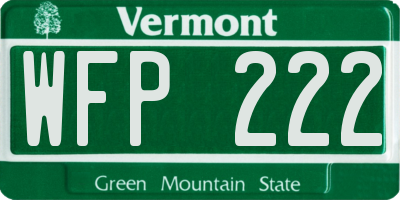 VT license plate WFP222