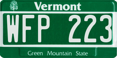 VT license plate WFP223