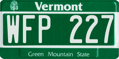 VT license plate WFP227