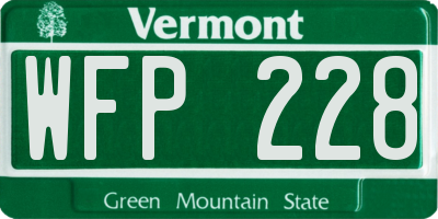 VT license plate WFP228