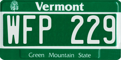 VT license plate WFP229