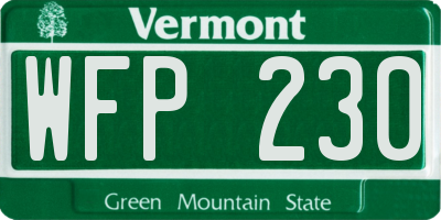 VT license plate WFP230