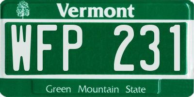 VT license plate WFP231