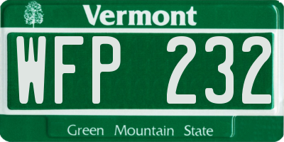 VT license plate WFP232