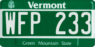VT license plate WFP233